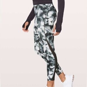 Lululemon Train Times Blush Blossom Black and White Women’s Mesh Leggings 6
